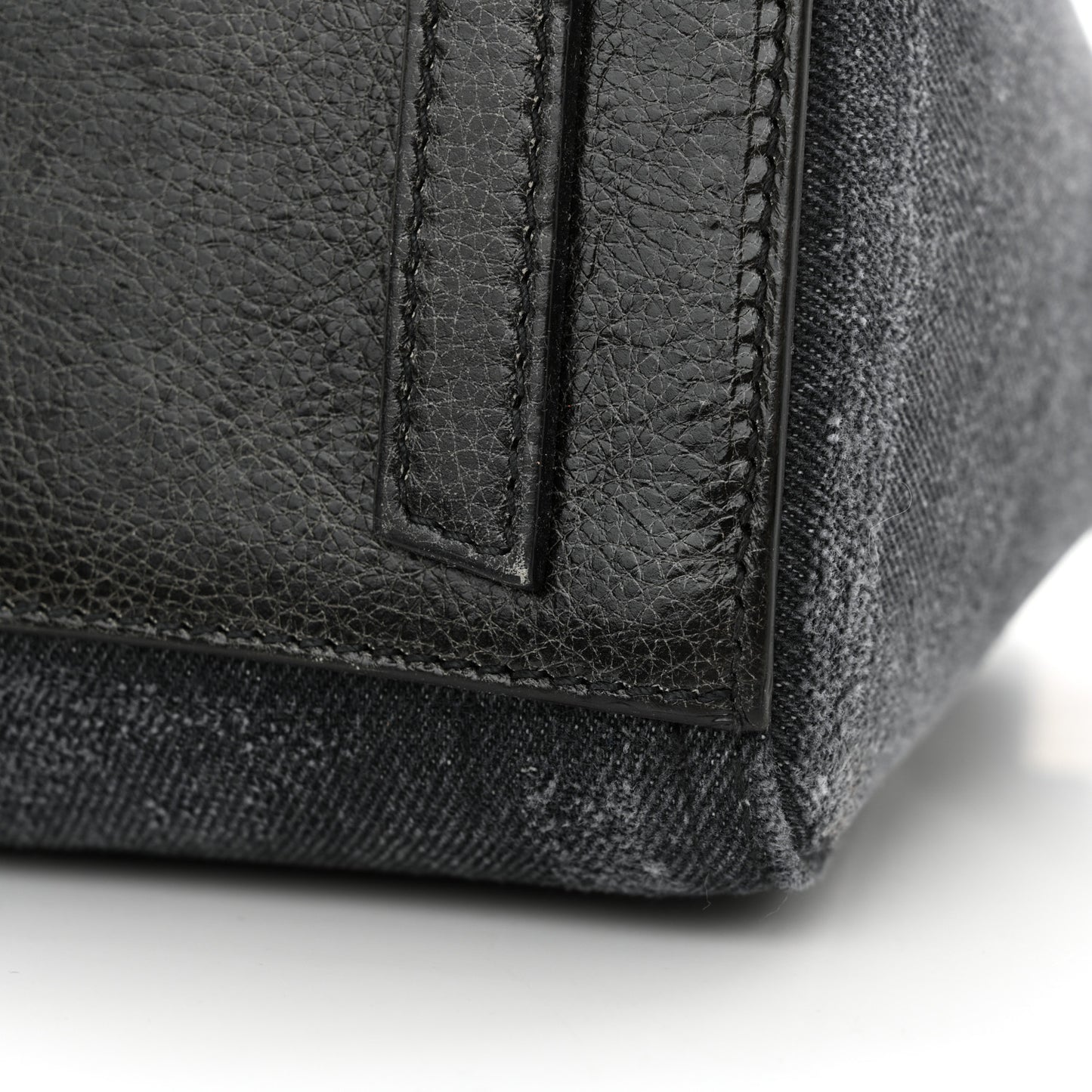 Washed Denim Mini Antigona Shoulder Bag Black
