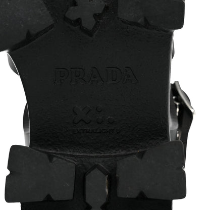 Prada Foam Rubber Metal Triangle Logo Monolith 55mm Soft Cage Sandals 37 Black 7 of 10