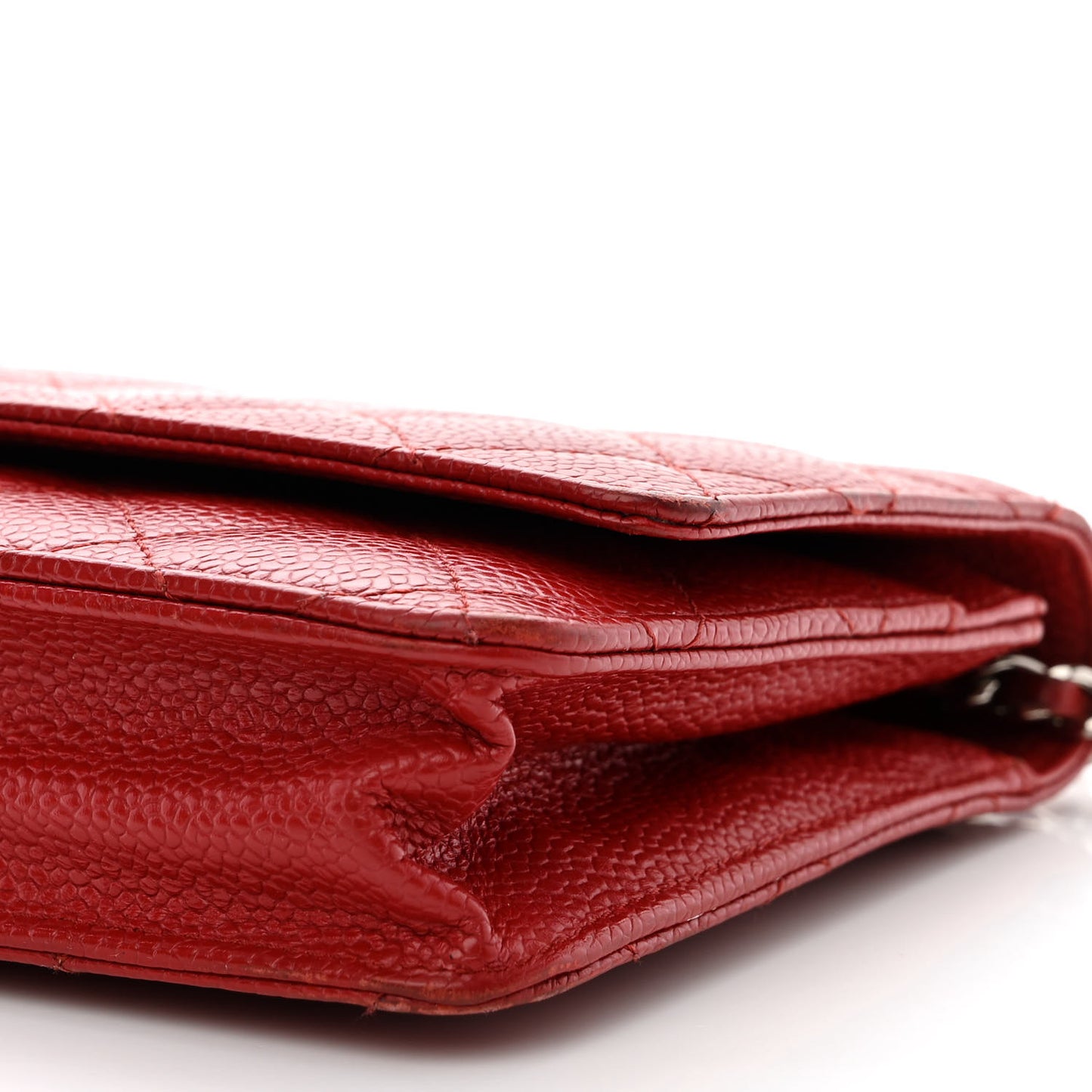 Caviar Quilted Wallet on Chain WOC Red