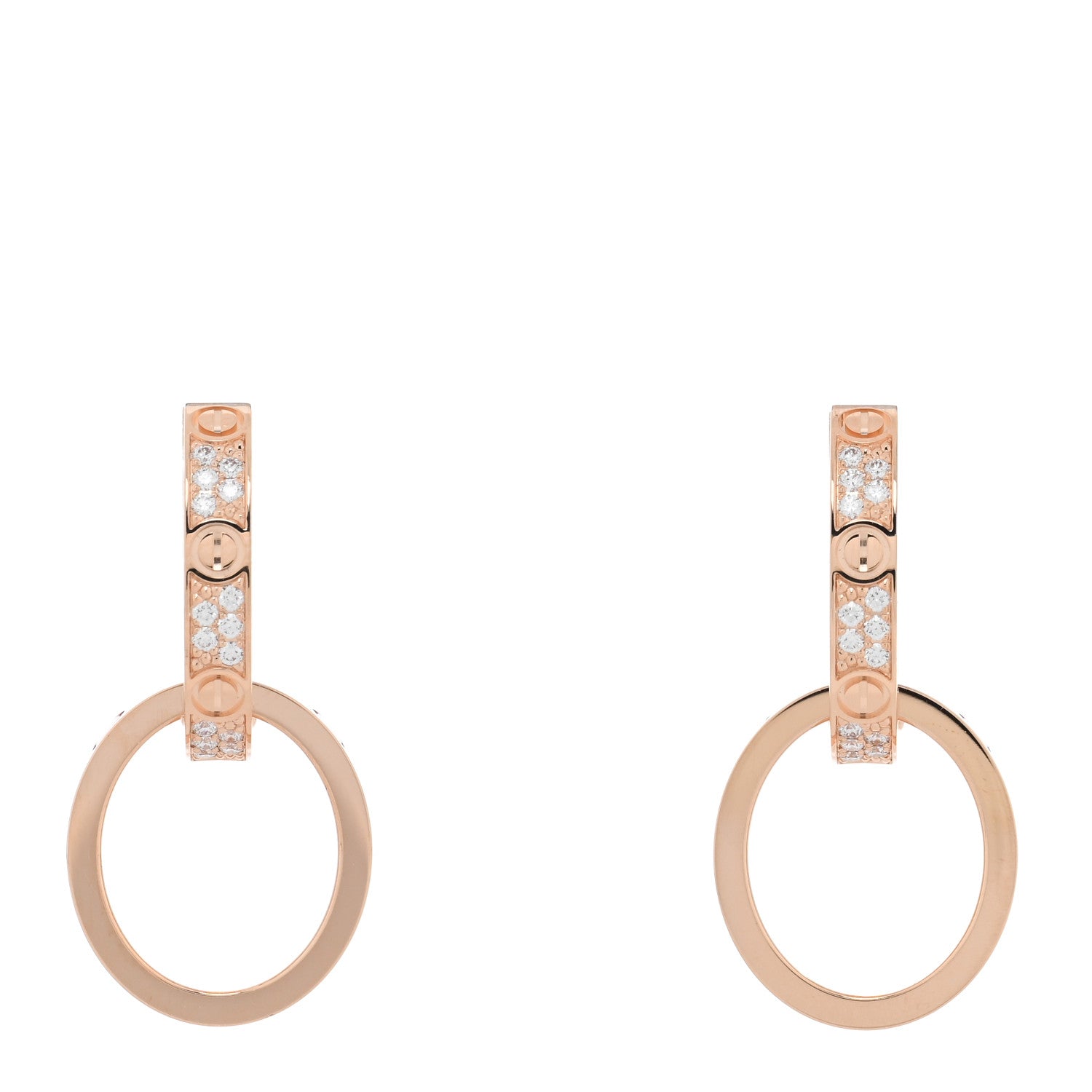 Cartier 18K Pink Gold Diamond LOVE Multiwear Half Paved Earrings 1 of 5