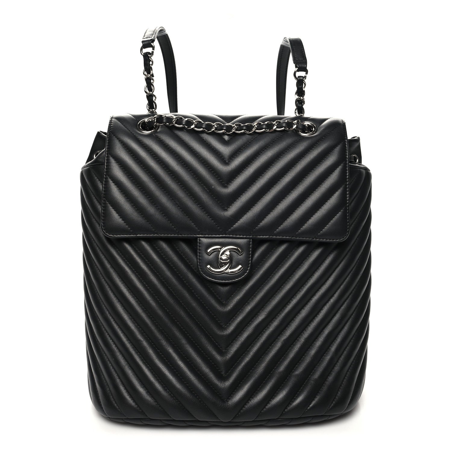 Chanel Calfskin Chevron Quilted Large Urban Spirit Backpack Black 1 of 13