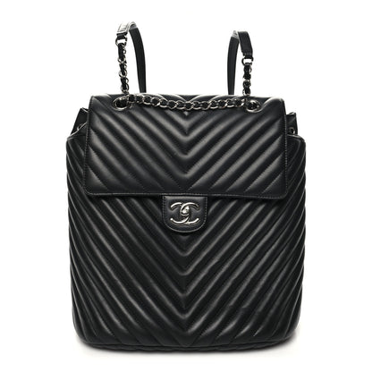 Chanel Calfskin Chevron Quilted Large Urban Spirit Backpack Black 1 of 13