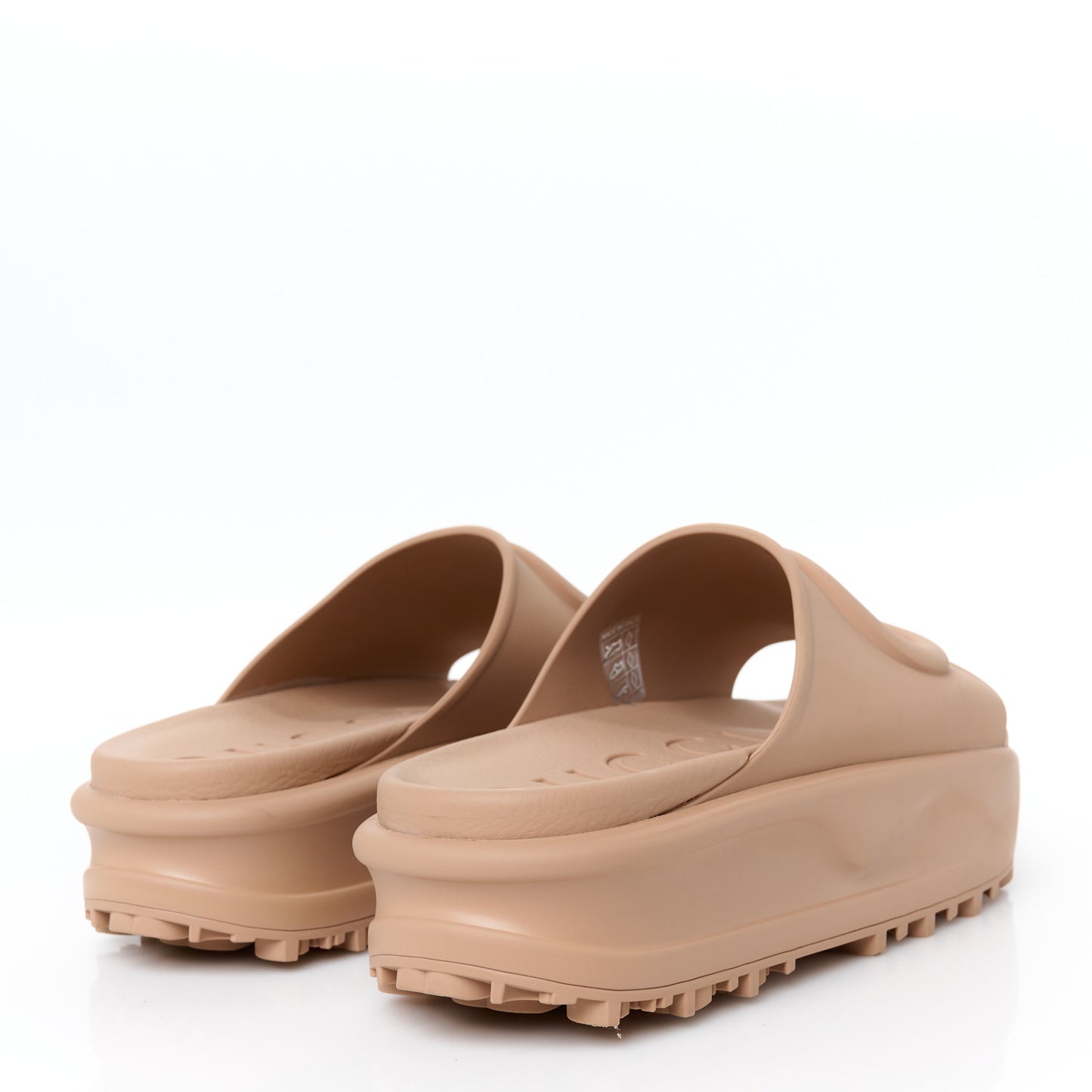 Soft Rubber Womens Interlocking G Platform 42mm Slide Sandals 38 Vintage Camel