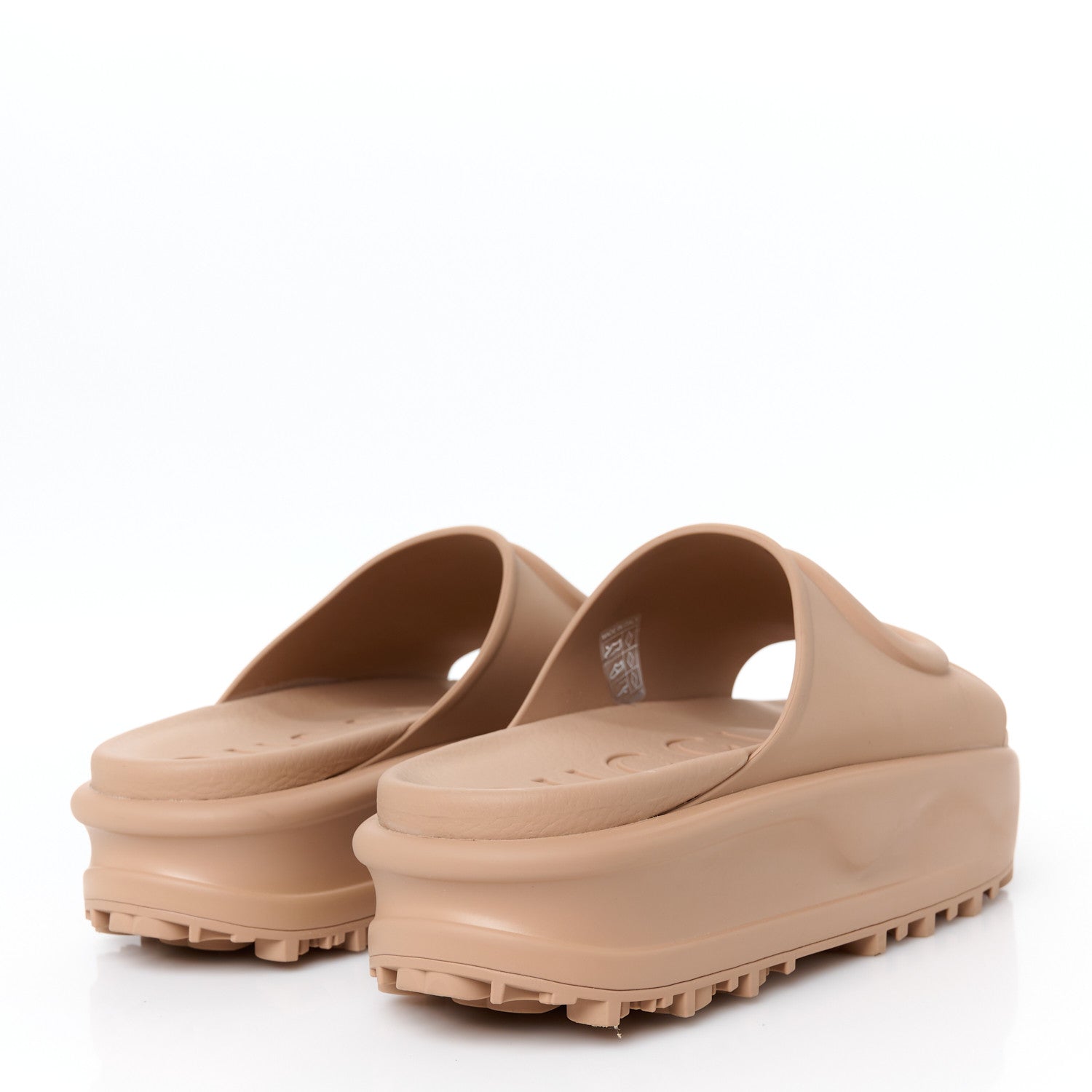 Gucci Soft Rubber Womens Interlocking G Platform 42mm Slide Sandals 38 Vintage Camel 5 of 11
