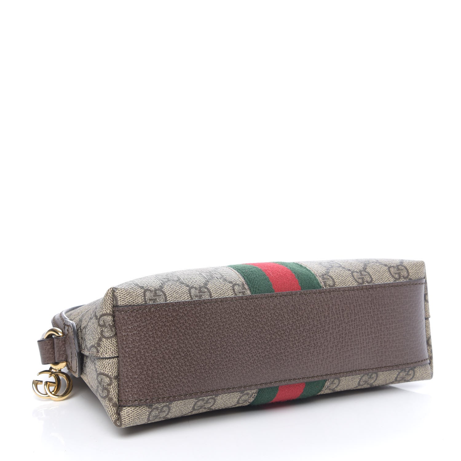 Gucci GG Supreme Monogram Textured Dollar Calfskin Web Small Ophidia Dome Shoulder Bag Beige Ebony New Acero 3 of 9