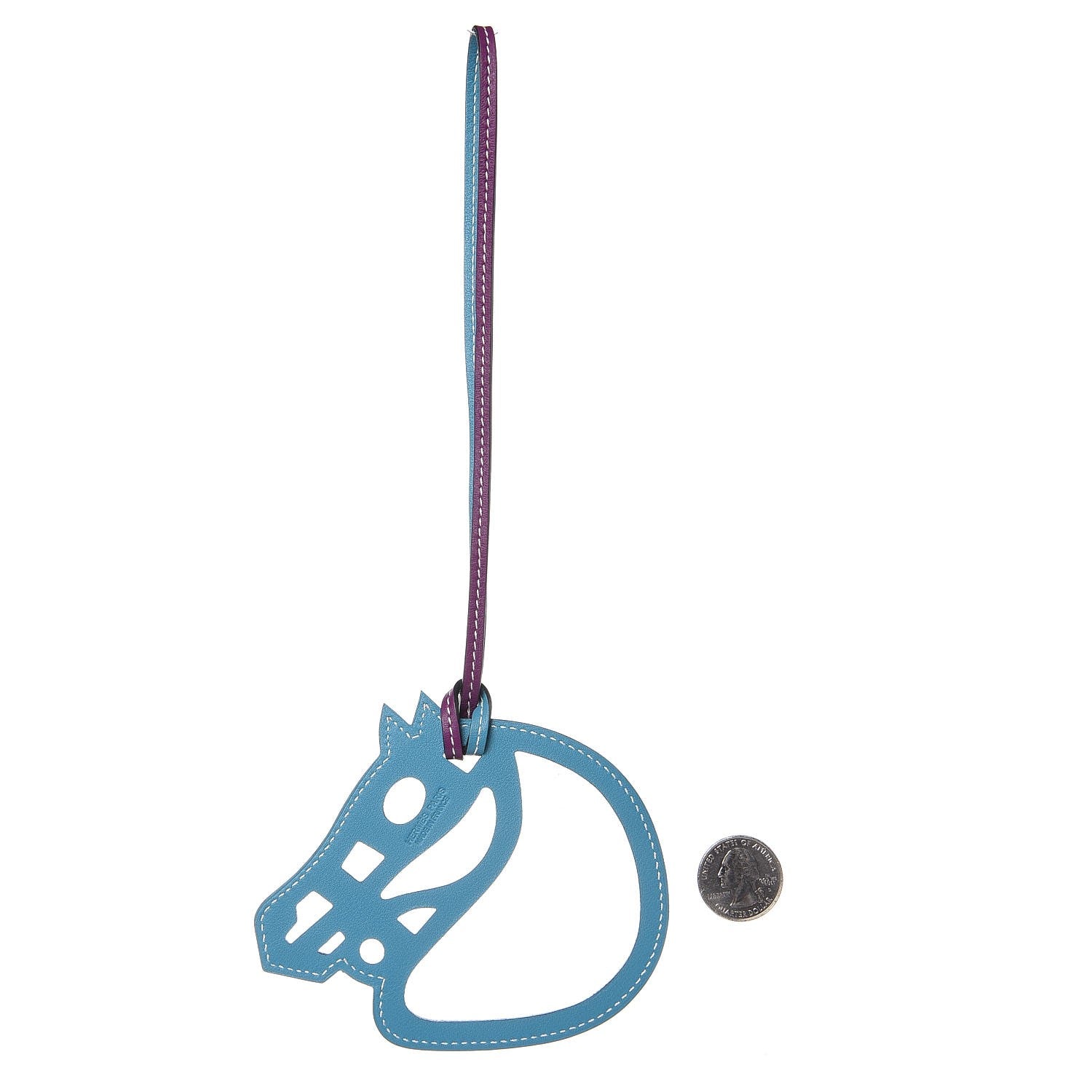 Hermes Swift Paddock Cheval Horse Bag Charm Violet Turquoise 2 of 4