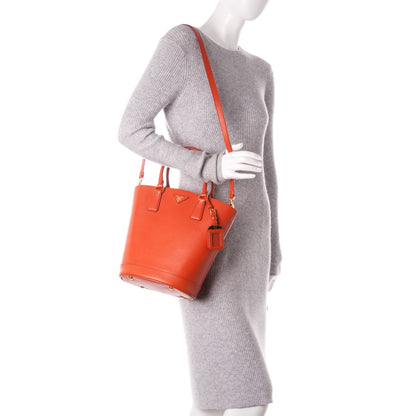 Prada Saffiano Lux Bucket Tote Papaya 2 of 8