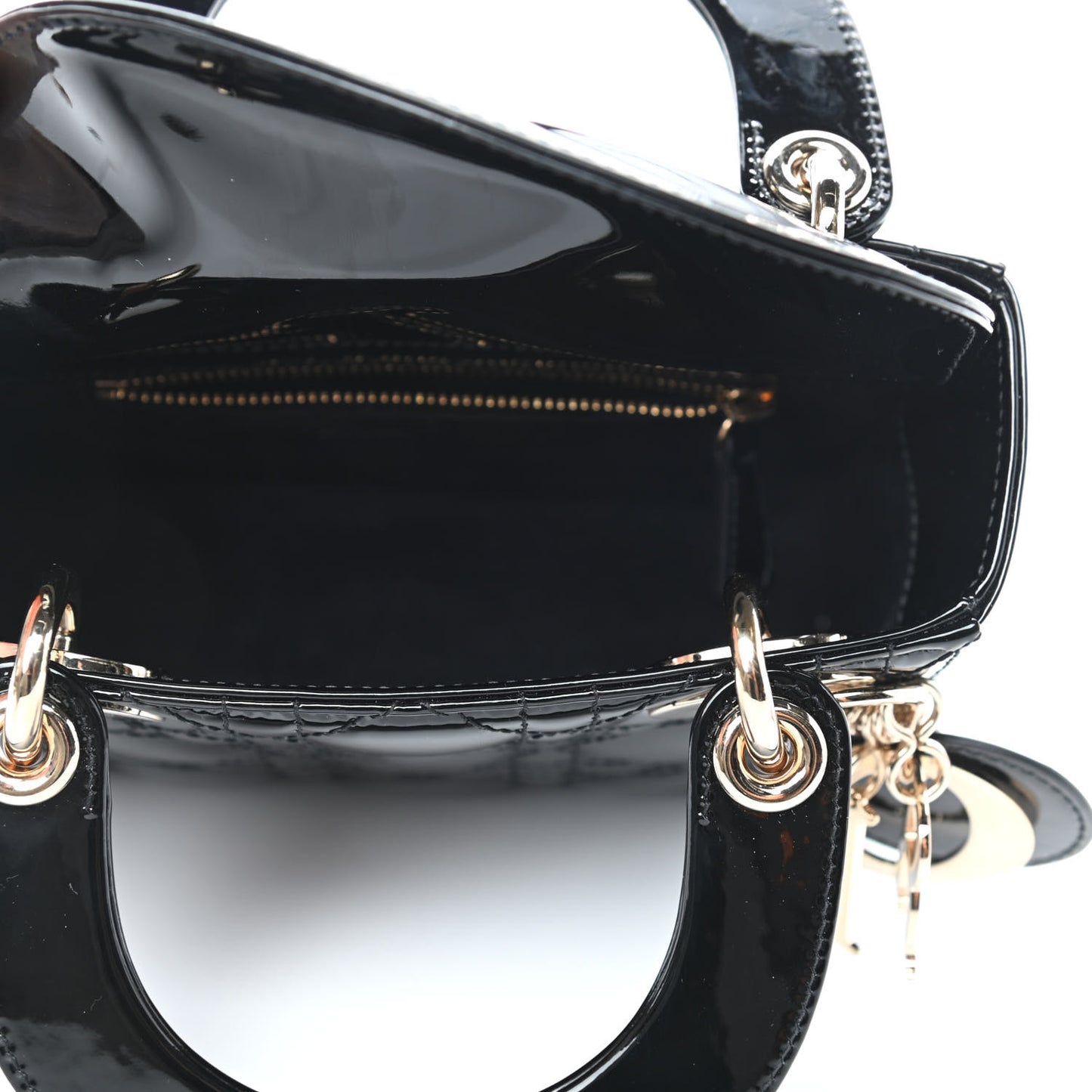 Patent Cannage Mini Lady Dior Black