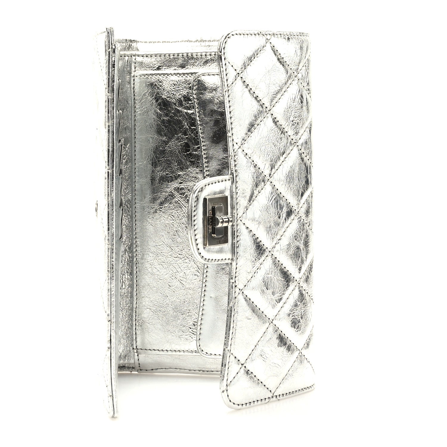 Chanel Metallic Aged Calfskin Quilted Reissue Long Flap Wallet Light Silver 5 of 7