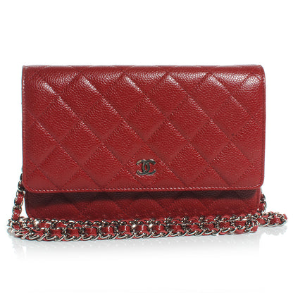 Chanel Caviar Classic Wallet on Chain WOC Red 1 of 8