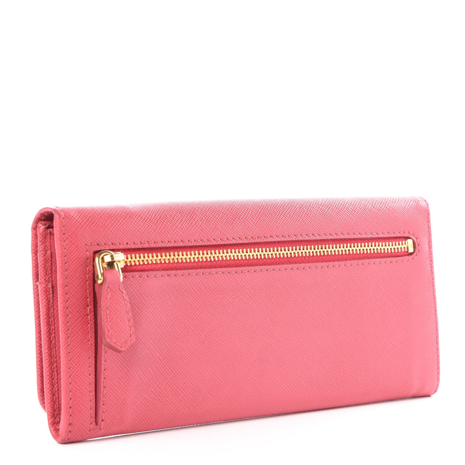 Prada Saffiano Metal Continental Flap Wallet Peonia 2 of 11
