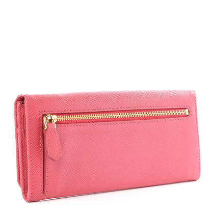 Prada Saffiano Metal Continental Flap Wallet Peonia 2 of 11