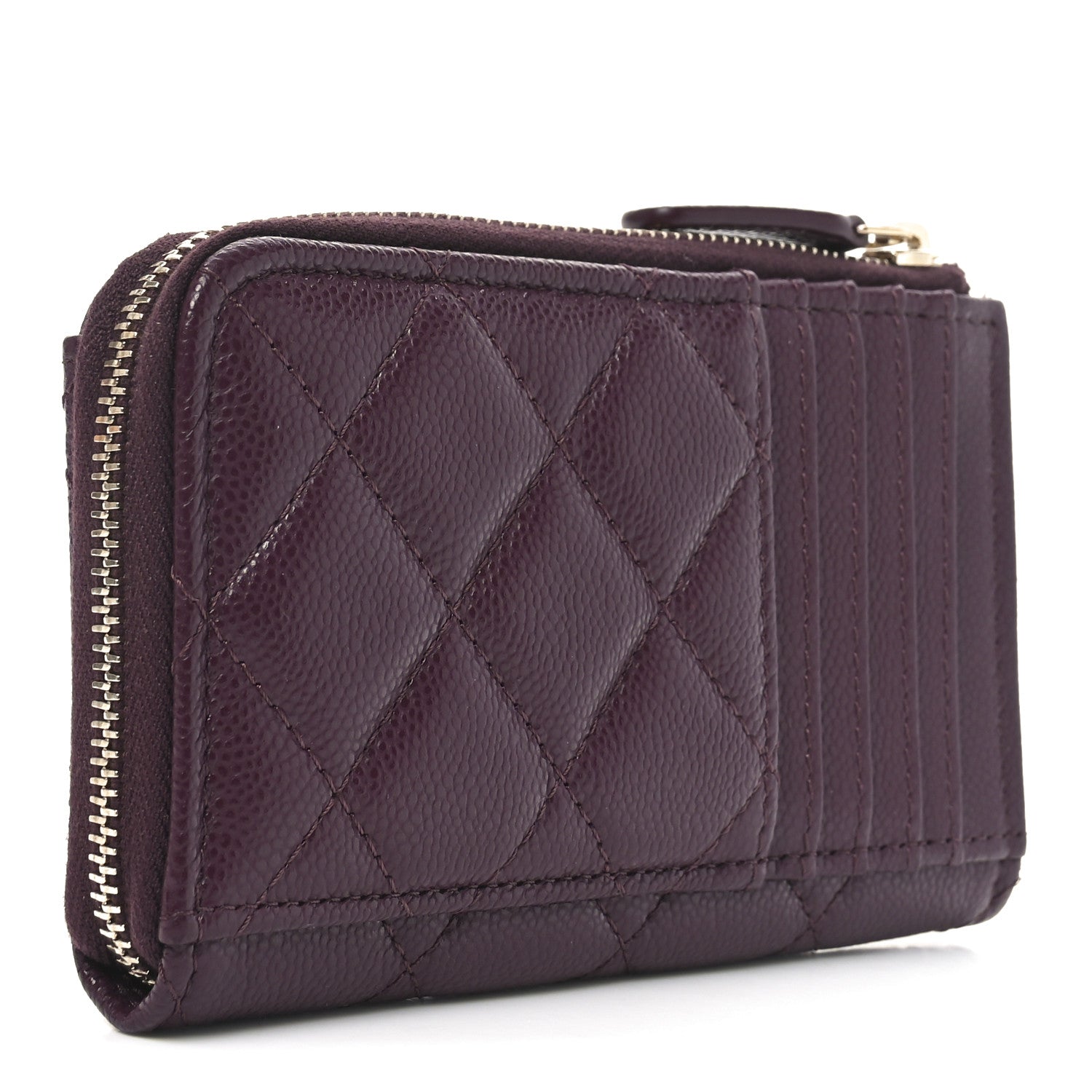 Chanel Caviar Quilted CC Zip Around Card Holder Burgundy 3 of 8