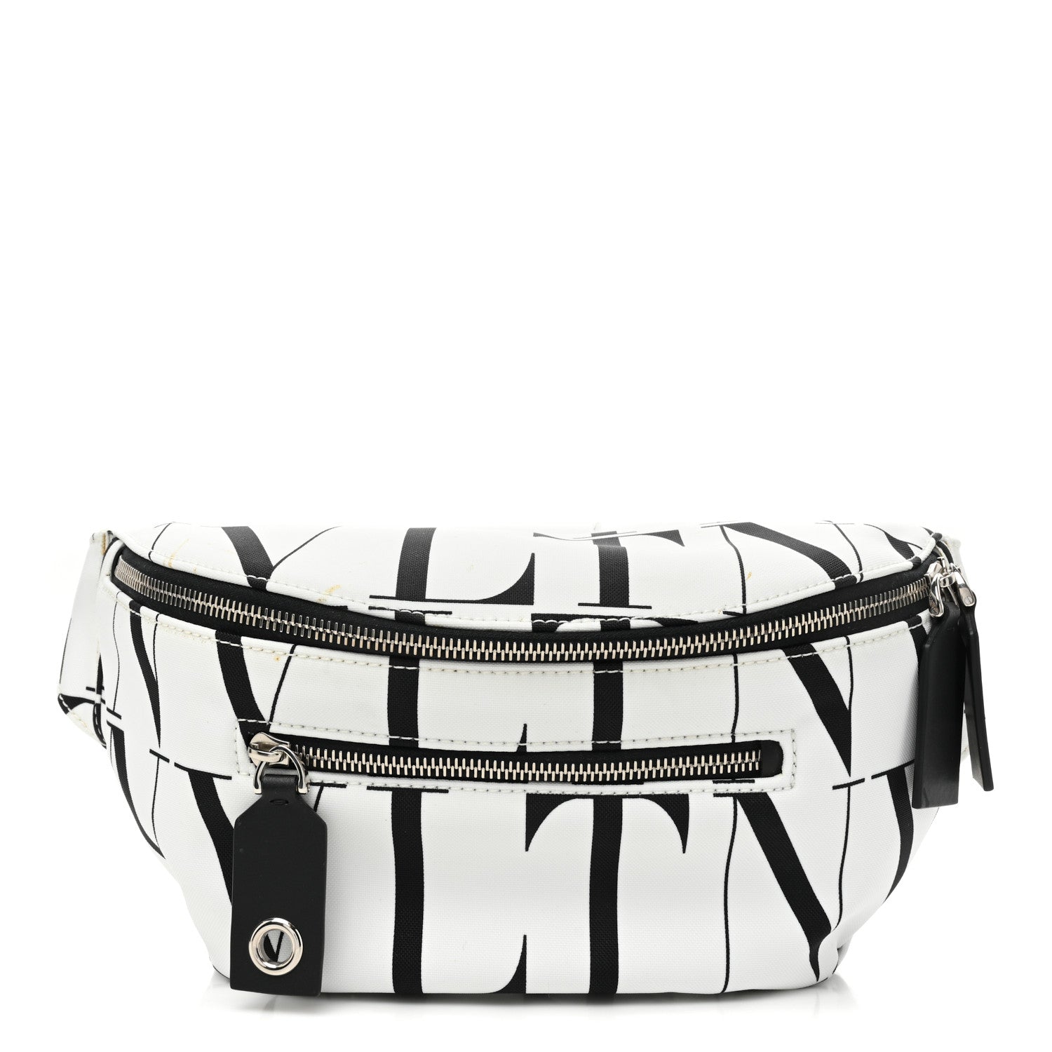 Valentino Garavani Nylon Mens VLTN Belt Bag White Black 1 of 12