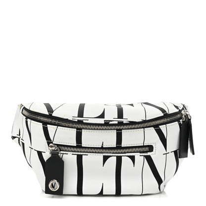 Valentino Garavani Nylon Mens VLTN Belt Bag White Black 1 of 12