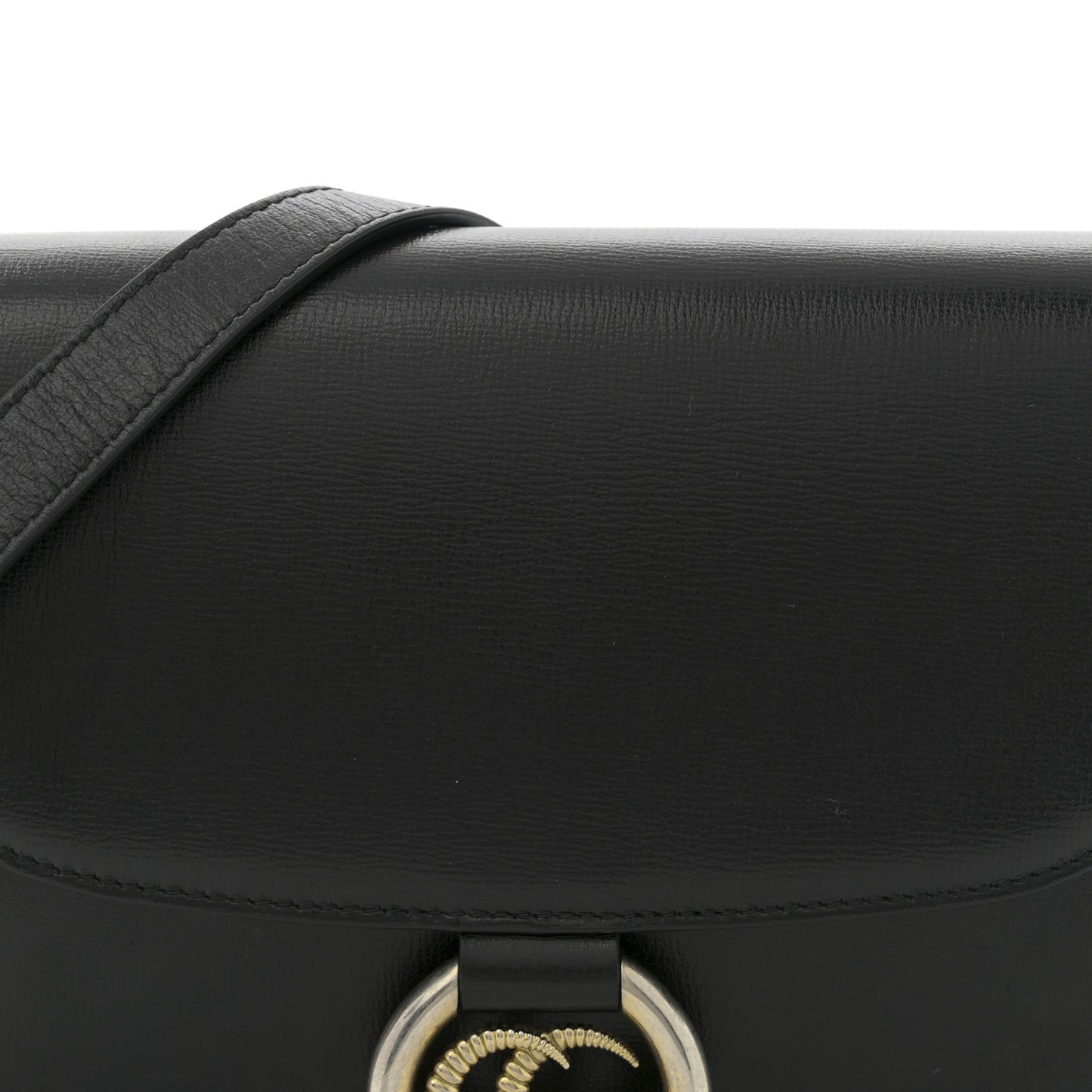 Textured Calfskin Small Torchon GG Ring Shoulder Bag Black