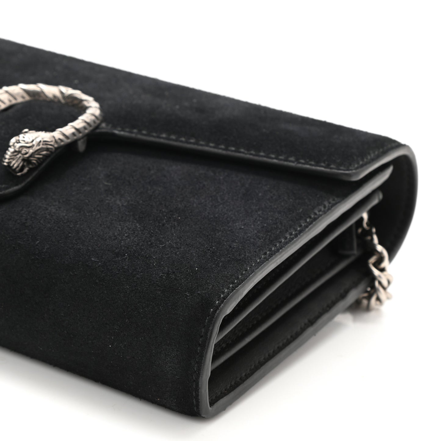 Suede Mini Dionysus Chain Wallet Black
