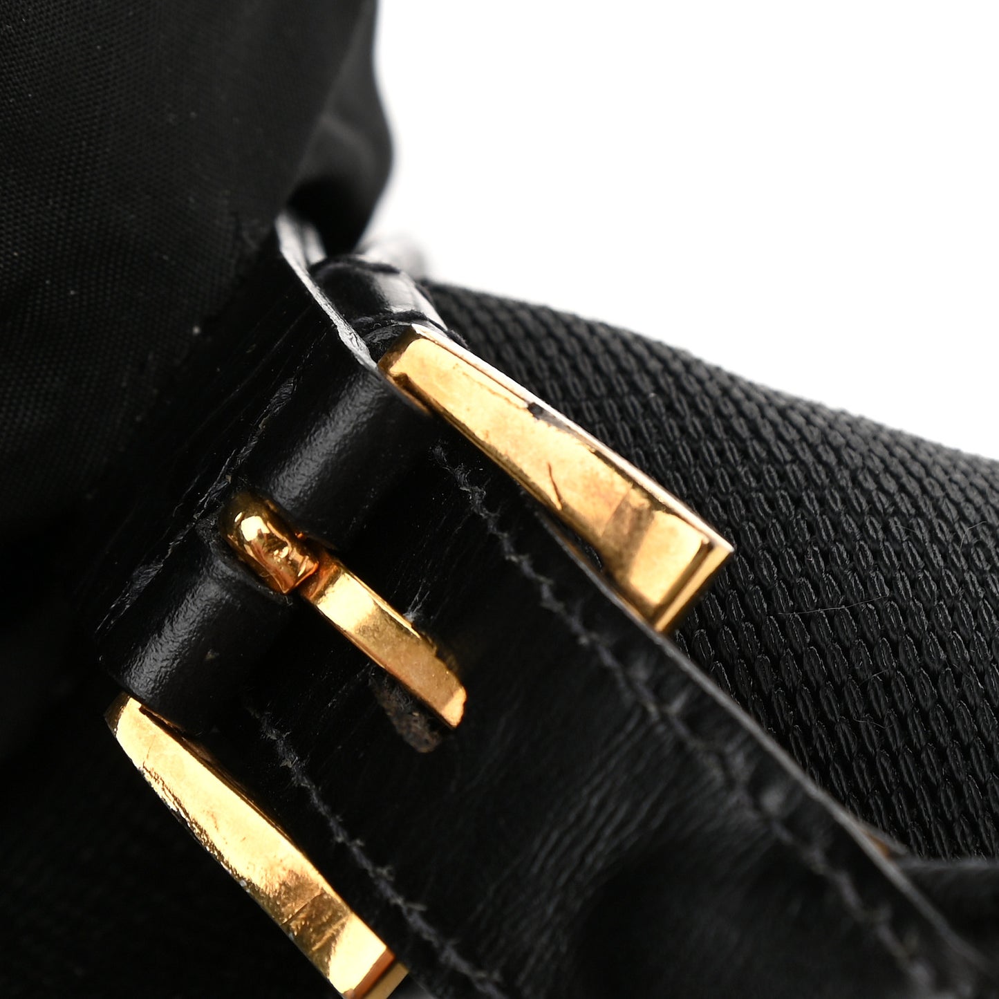 Tessuto Nylon Crocodile Embossed Calfskin Cinch Backpack Black