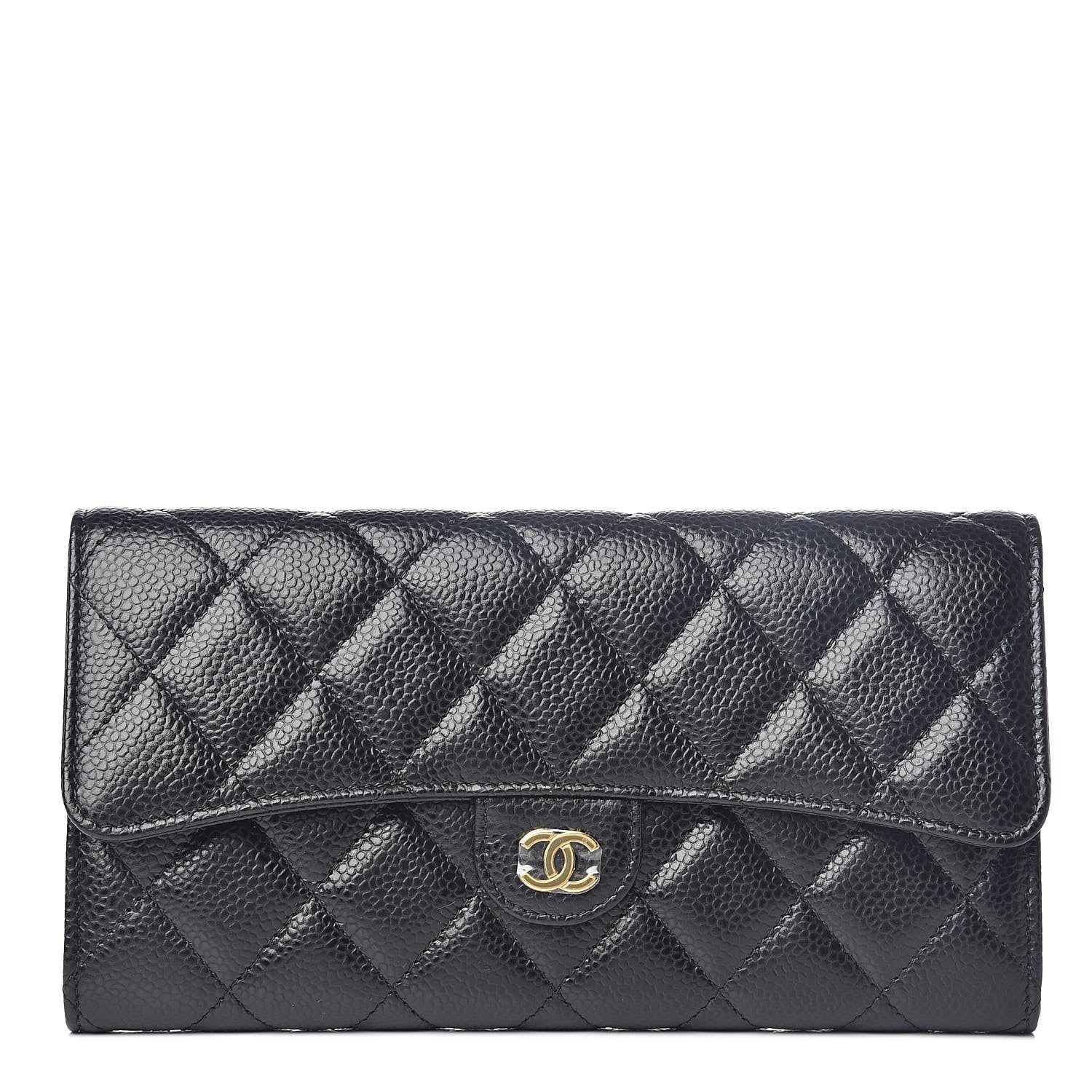 Chanel Caviar Quilted Large Gusset Flap Wallet Black 1 of 8