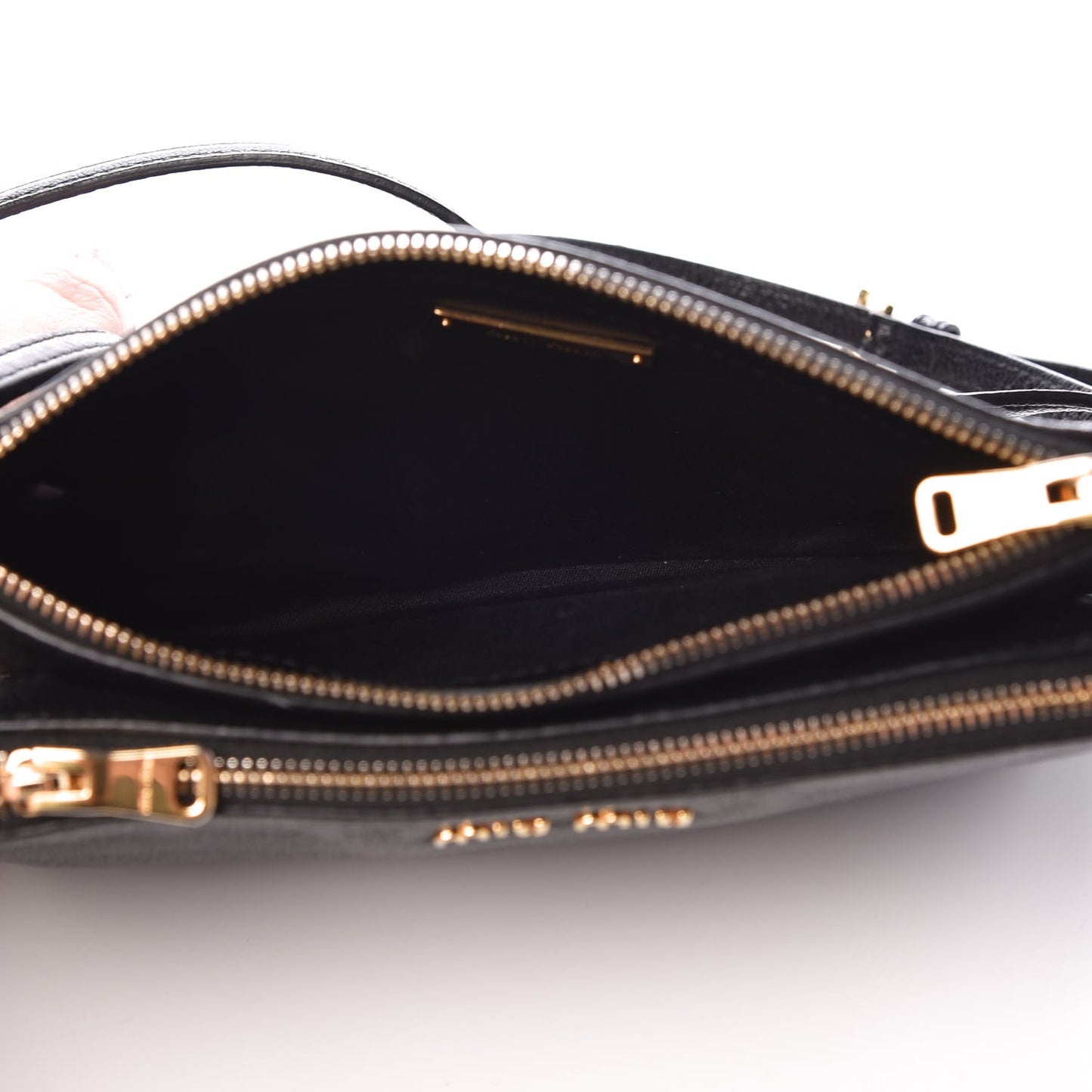 Goatskin Madras Double Zip Crossbody Bag Black