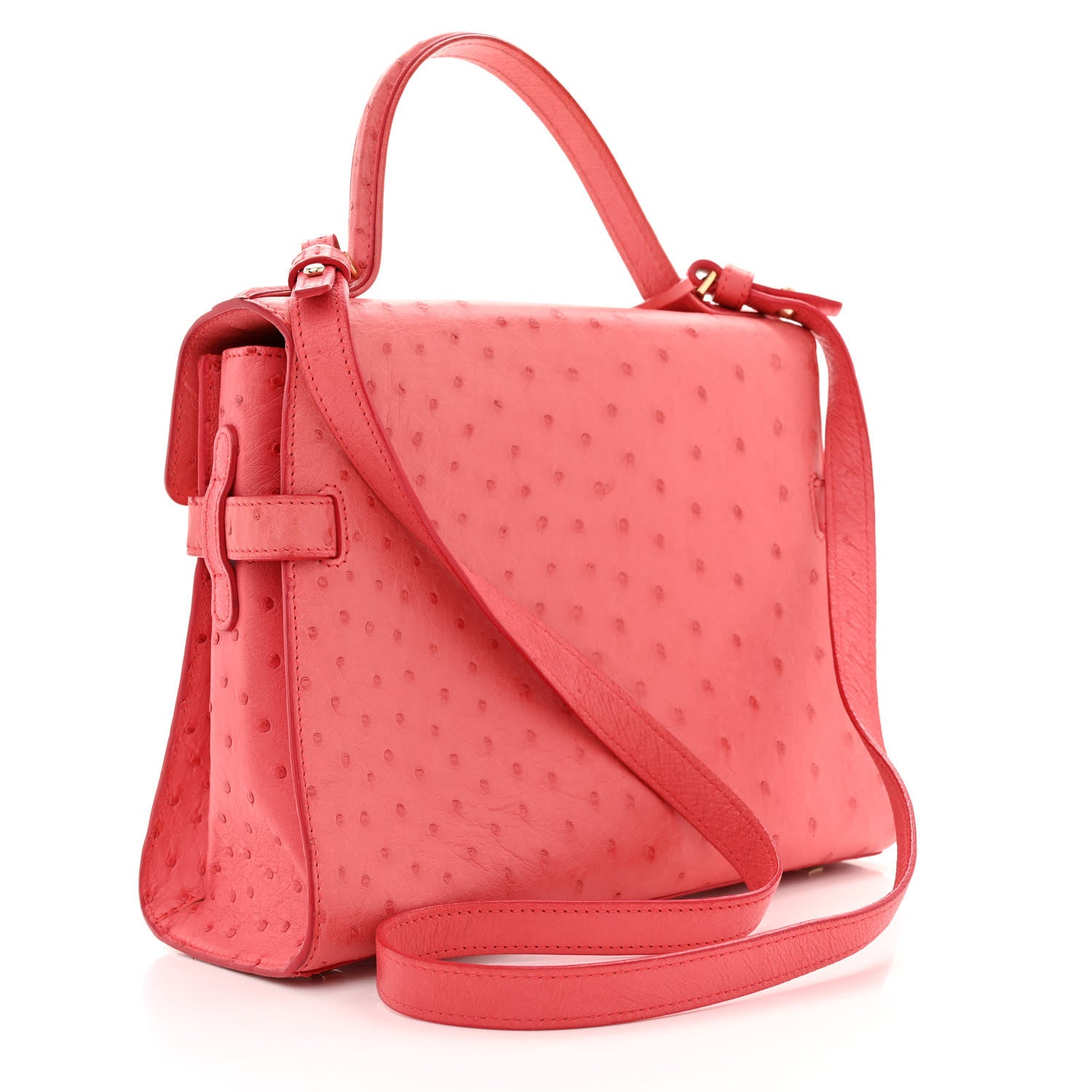 Delvaux Ostrich MM Tempete Satchel Pink 3 of 20