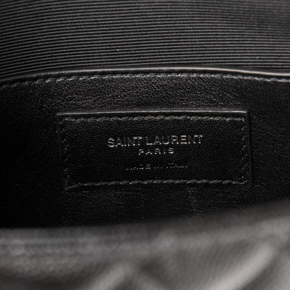 Saint Laurent Grain De Poudre Textured Mixed Matelasse Triquilt Medium Monogram Satchel Black 7 of 7