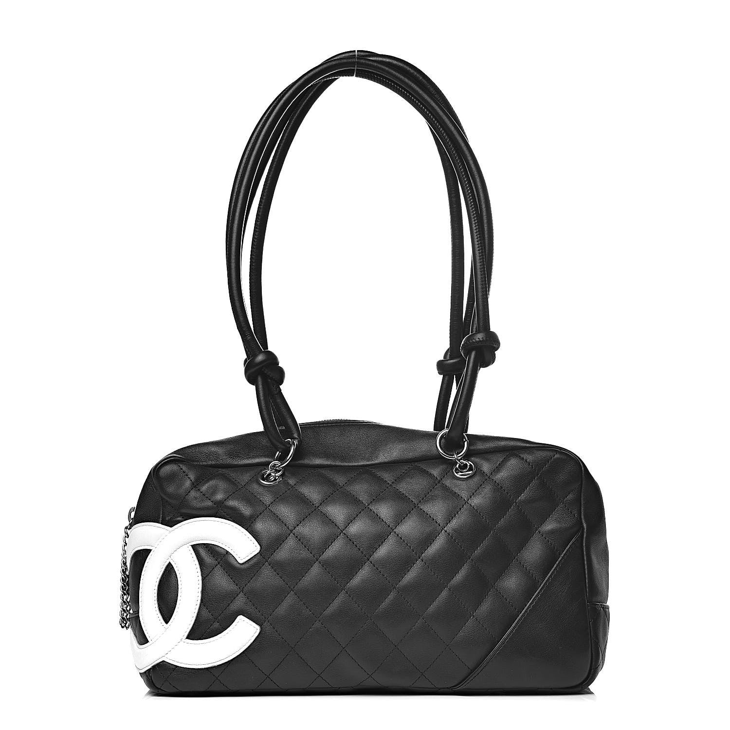 Chanel Calfskin Quilted Large Cambon Bowler Black White 1 of 14
