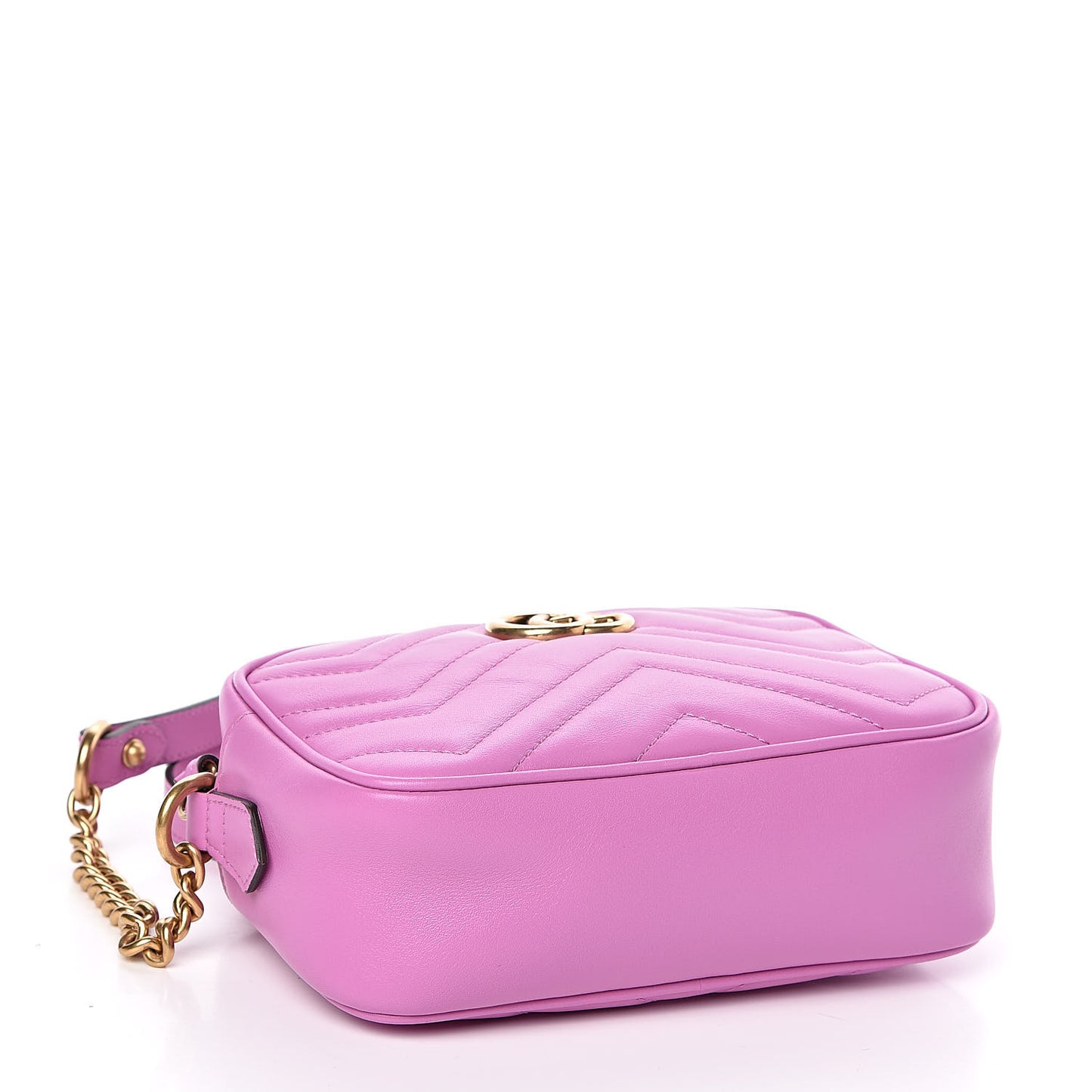 Calfskin Matelasse Mini GG Marmont Chain Shoulder Bag Candy Mousse