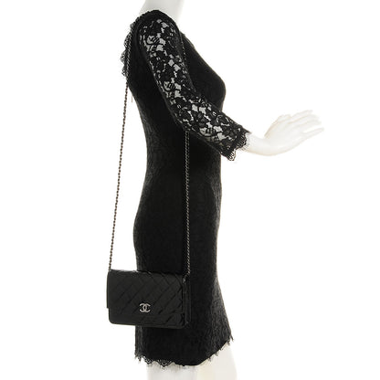 Chanel Patent Quilted Brilliant Wallet On Chain WOC Black 2 of 8