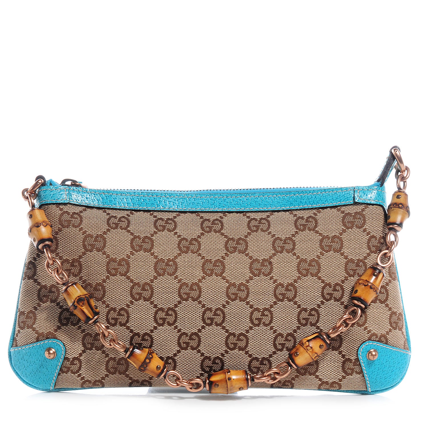 Gucci Monogram Bamboo Pochette Turquoise 1 of 7