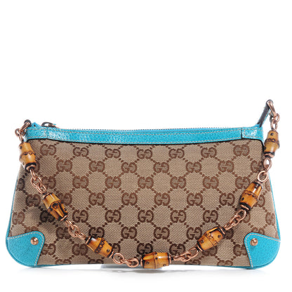 Gucci Monogram Bamboo Pochette Turquoise 1 of 7