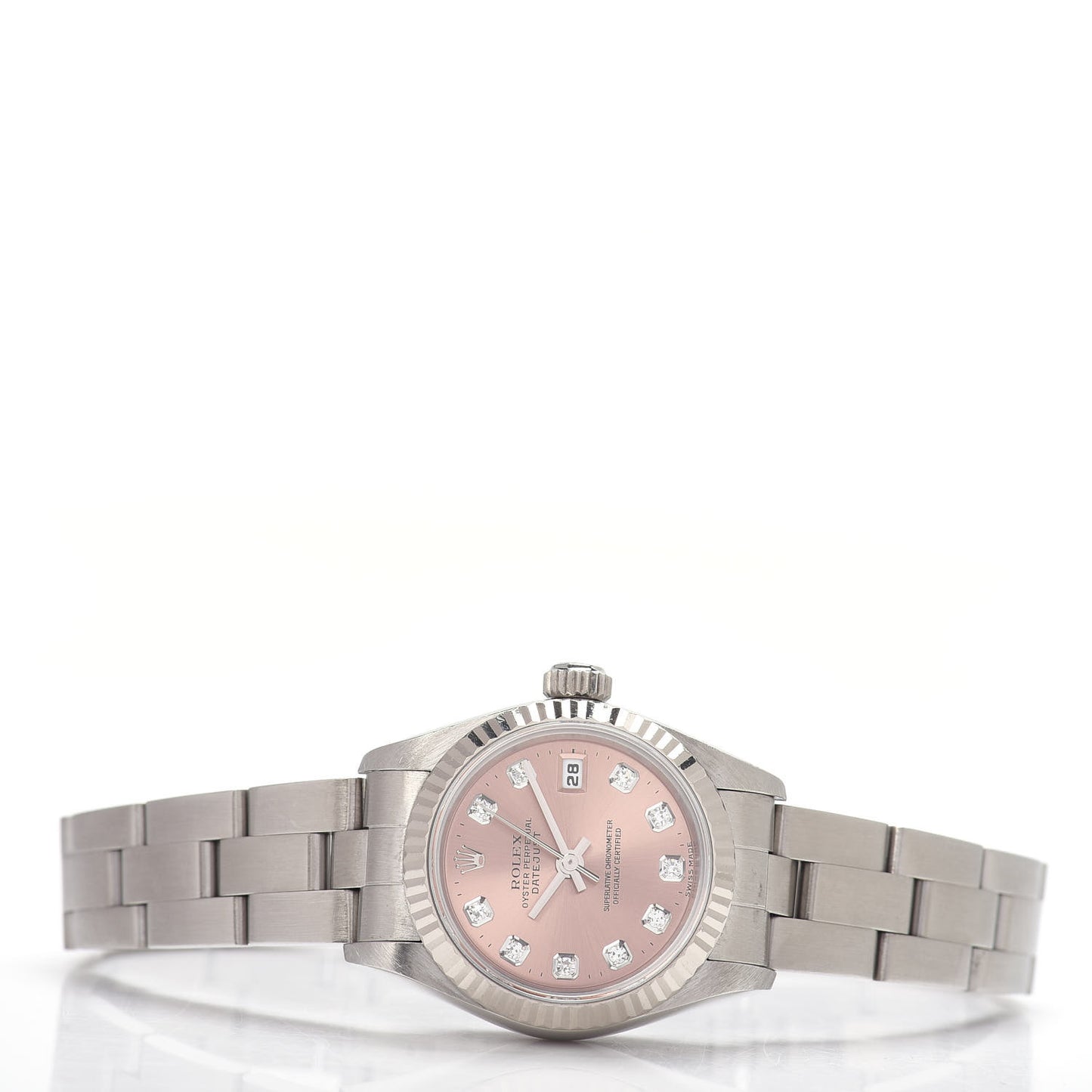 Stainless Steel 18K White Gold Diamond 26mm Oyster Perpetual Datejust Watch Pink 69174