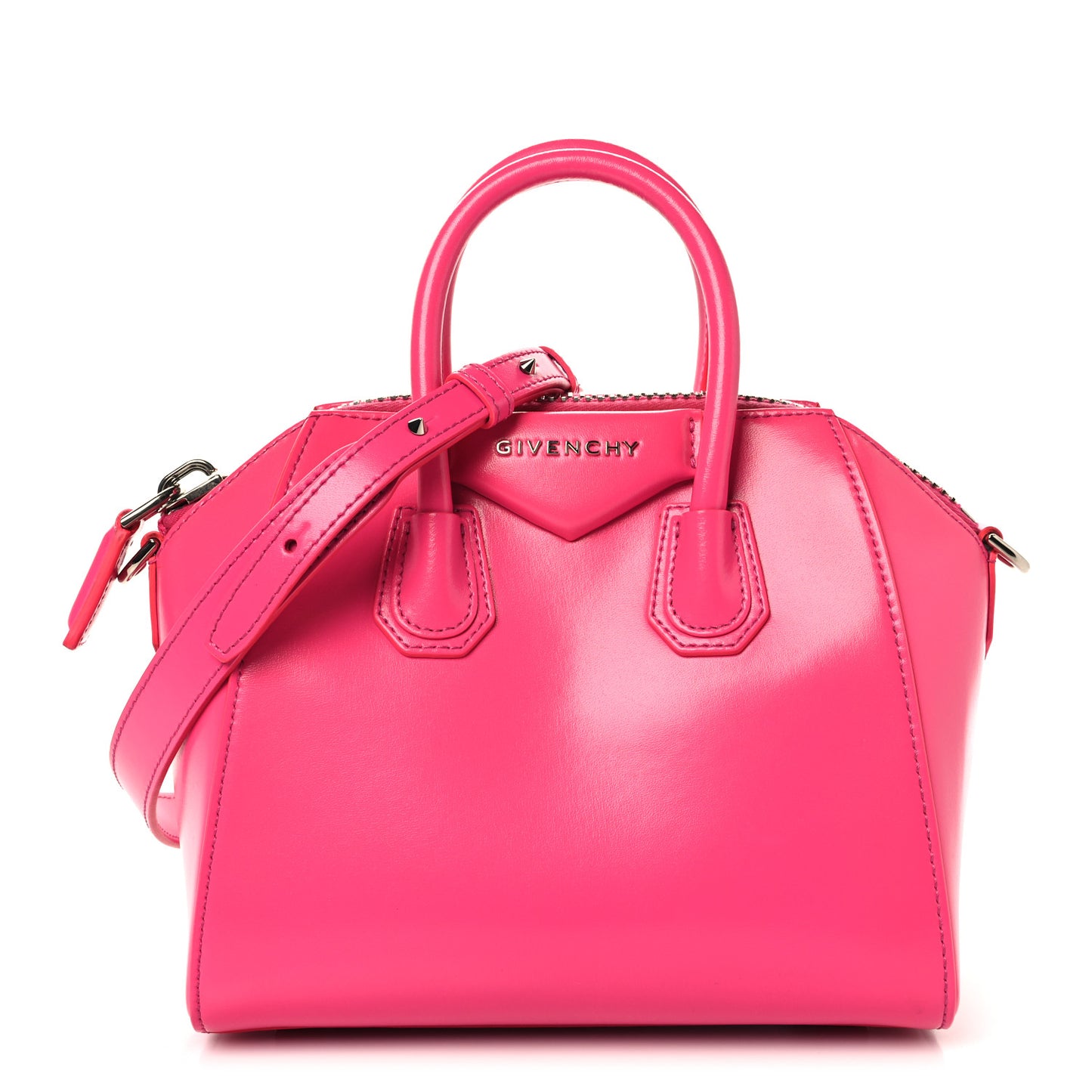 Shiny Lord Calfskin Mini Antigona Shocking Pink