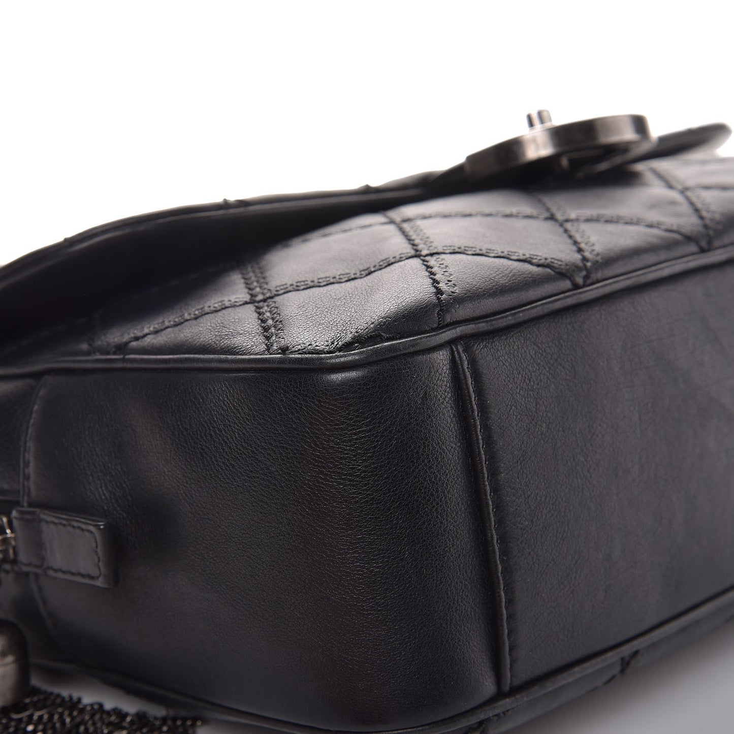 Calfskin Quilted Jumbo Coco Sporran Flap Black