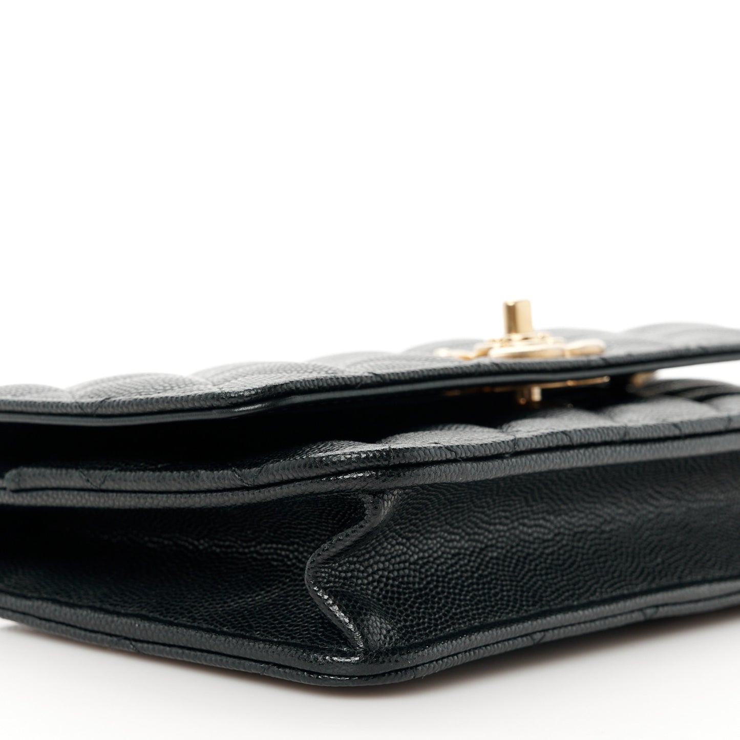 Caviar Quilted Camellia Wallet On Chain WOC Black