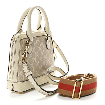 Gucci GG Supreme Monogram Textured Dollar Calfskin Mini Horsebit 1955 Top Handle Bag Beige Mystic White Oatmeal 3 of 13