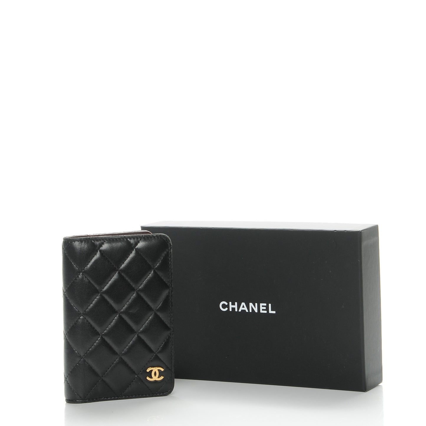 Lambskin Quilted Passport Holder Black