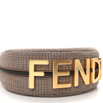 Fendi Wool Vitello Grace Small Houndstooth Small Fendigraphy Hobo Bag Beige Ebano 8 of 9