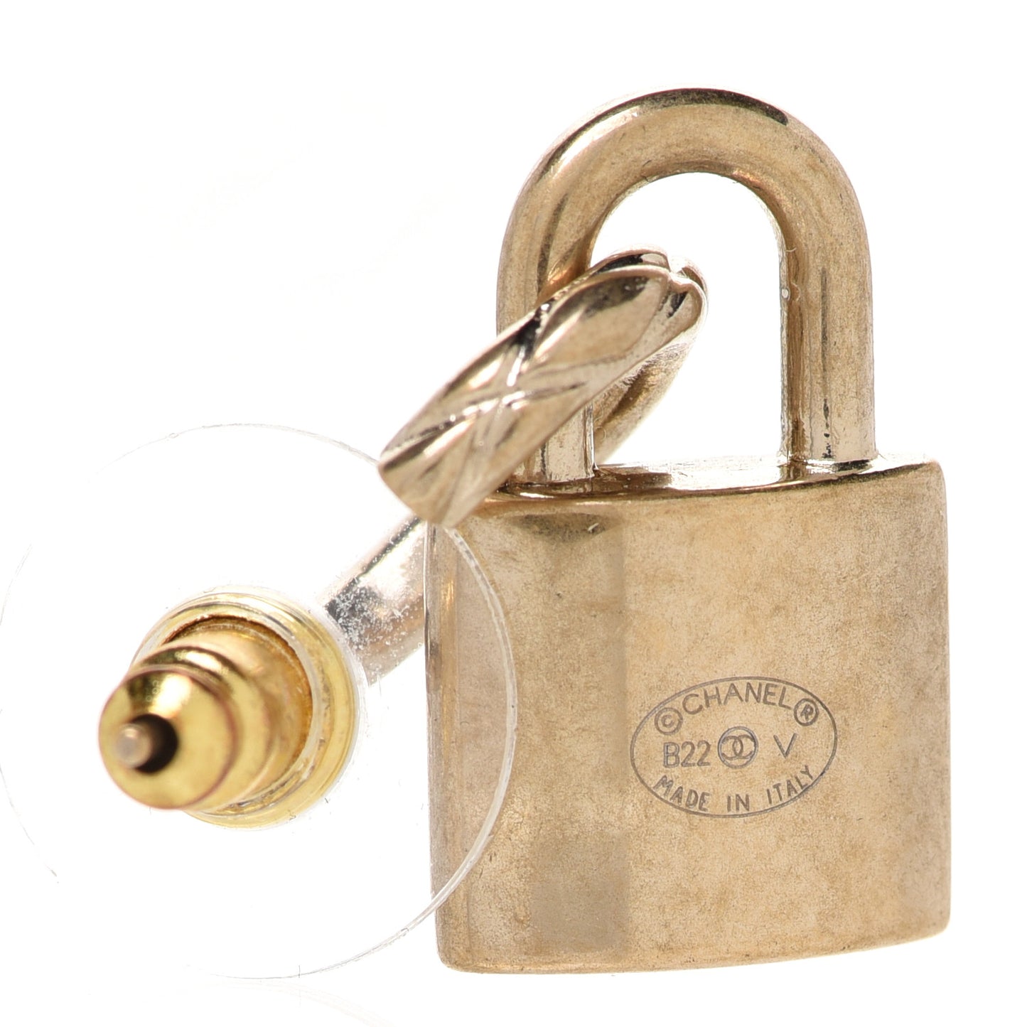 Metal Lock Drop Earrings Light Gold