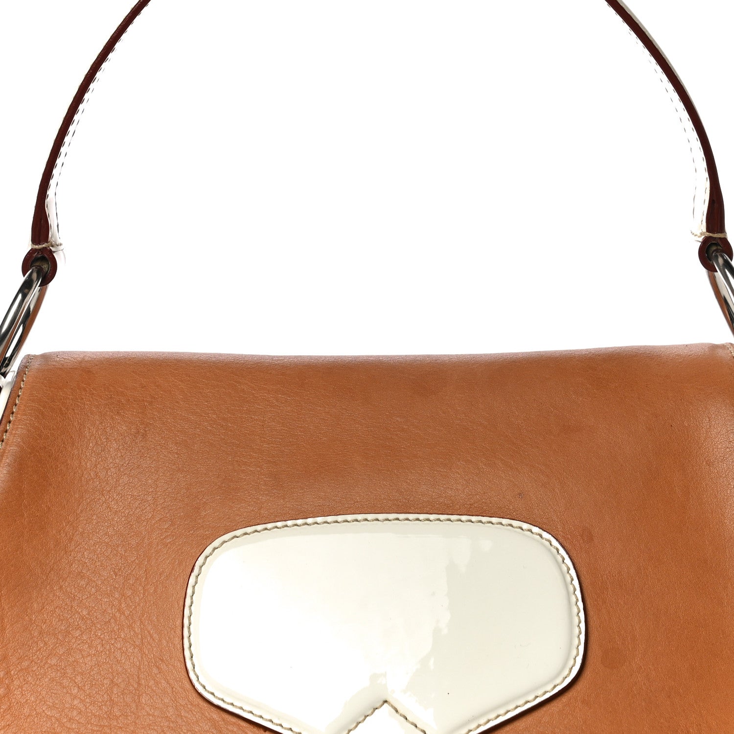 Prada Vernice Old Calfskin Saddle Bag Sabbia Naturale White 6 of 16