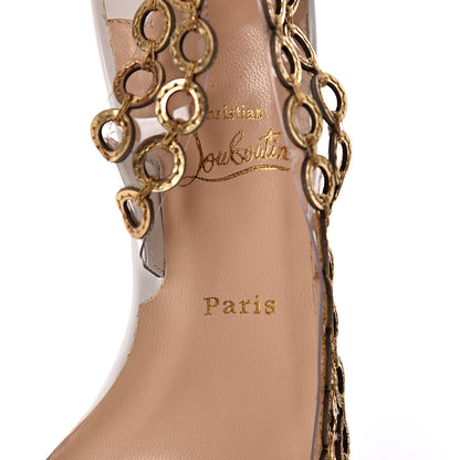 Christian Louboutin Patent PVC Malaika Half Dorsay 100 Pumps 35.5 White Gold 5 of 9