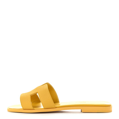 Hermes Epsom Oran Sandals 37 Jaune Sable 1 of 8