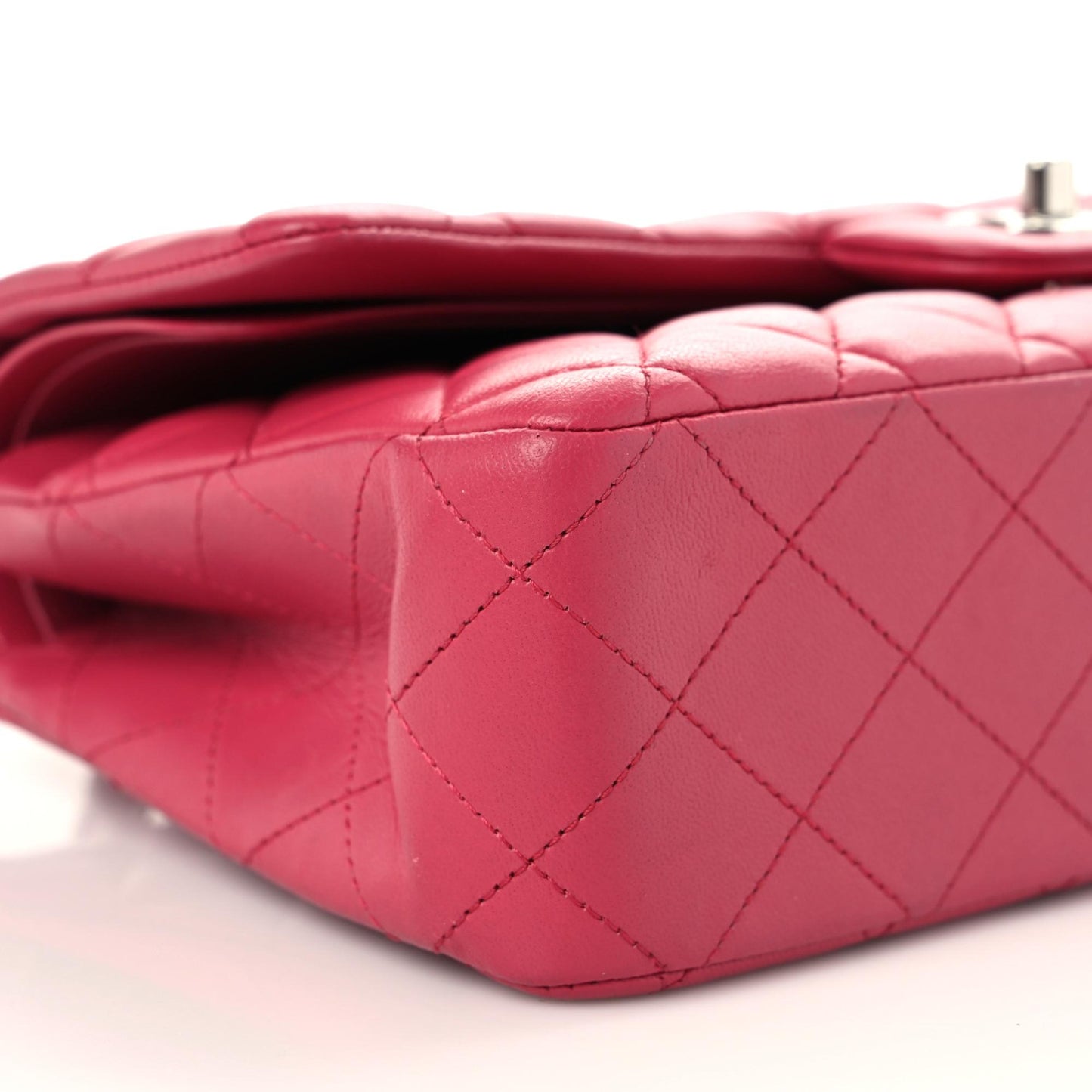 Lambskin Quilted Medium Double Flap Dark Pink