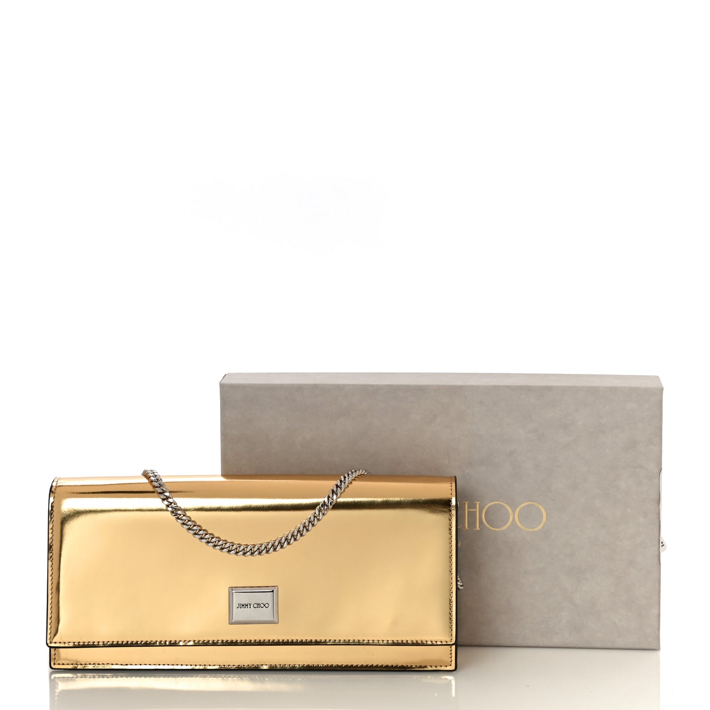 Patent Lilia Clutch Bag Gold