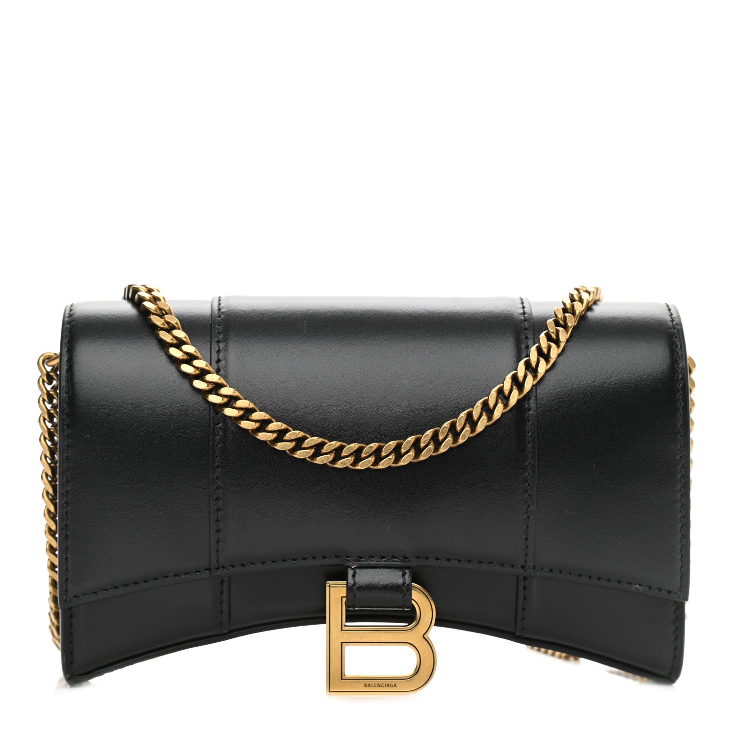Balenciaga Shiny Box Calfskin Hourglass Chain Bag Black 1 of 9