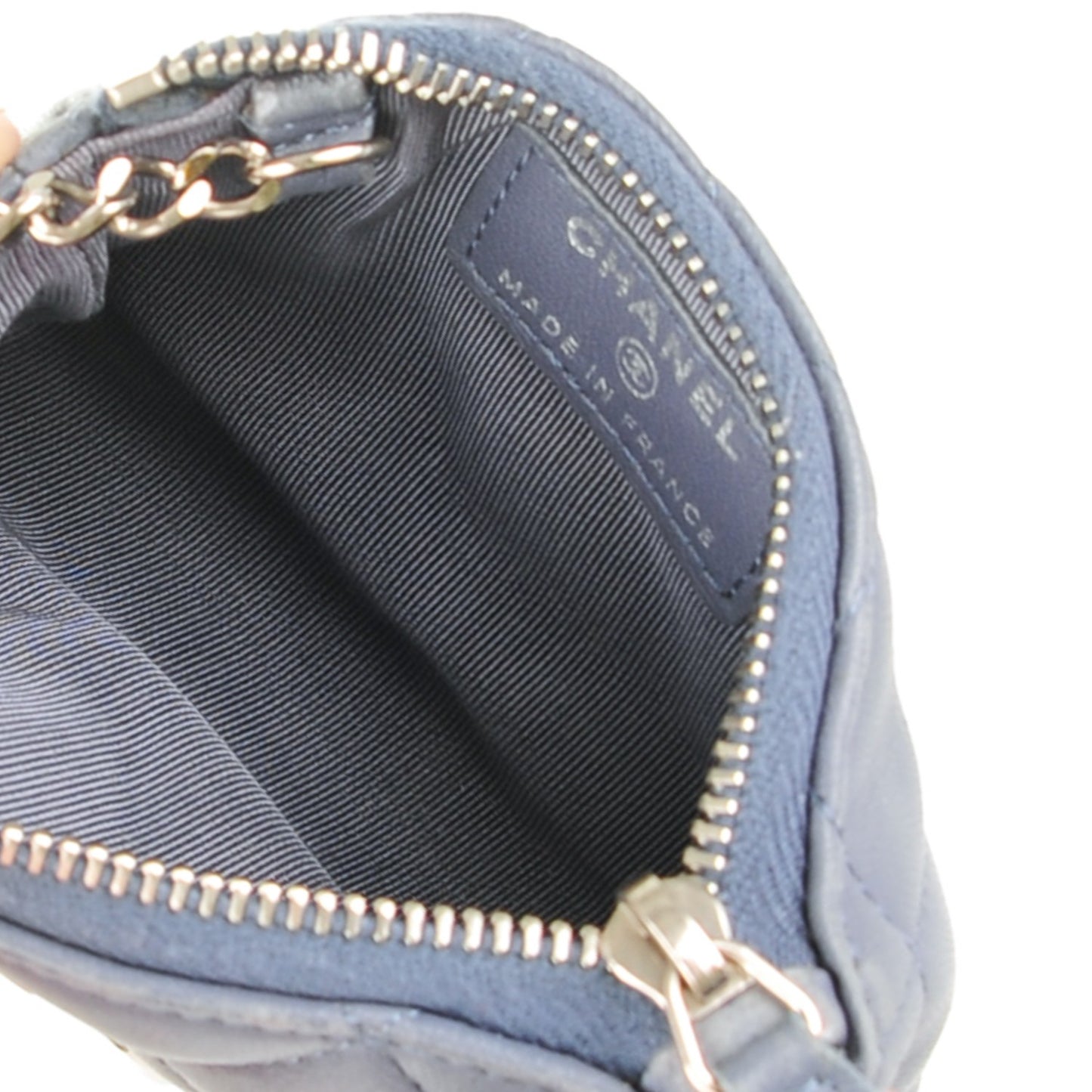 Lambskin Quilted Key Holder Case Blue