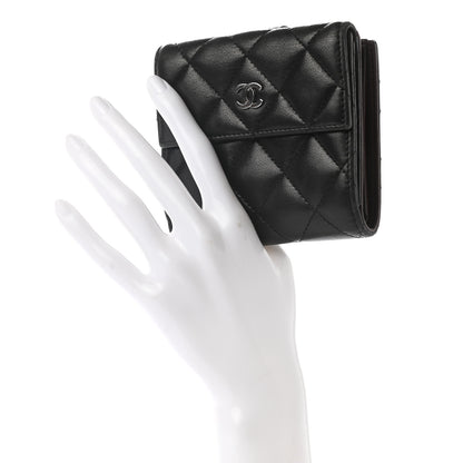 Chanel Lambskin Quilted Compact French Flap Wallet Black 2 of 7