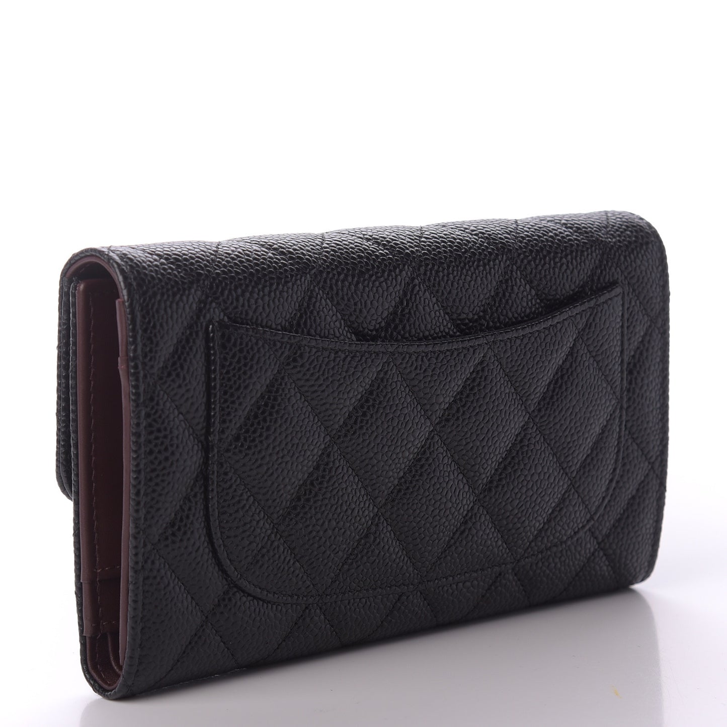 Caviar Quilted Large Flap Wallet Black