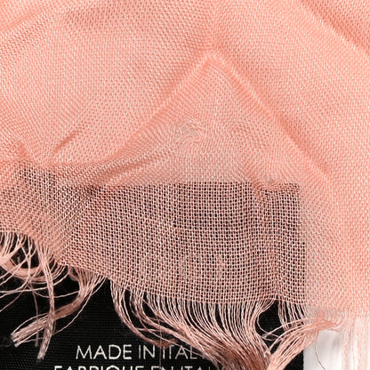 Gucci Modal Silk GG Writers Fringe Shawl Old Rose Sky Blue 4 of 4