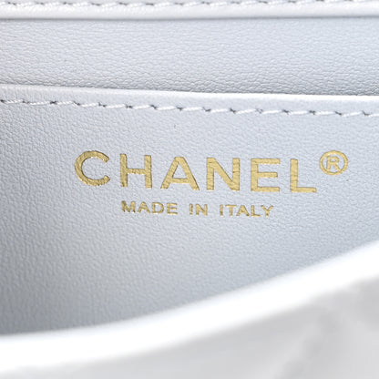Chanel Shiny Lambskin Quilted Pearl Twist Mini Square Flap Light Blue 6 of 10